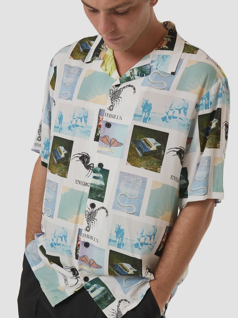 THRILLS MENS THRILLS ENERGY BOWLING S/S SHIRT - WHITE