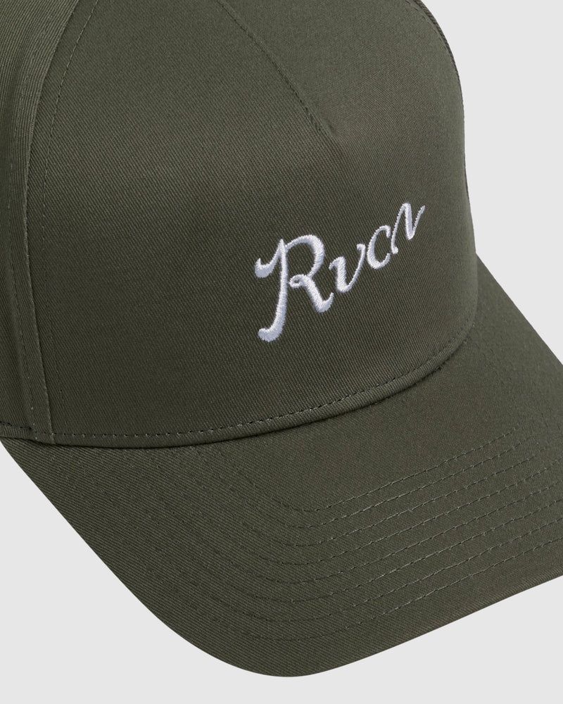 RVCA MENS ALLEY SCRIPT PINCHED SNAPBACK CAP - JADE