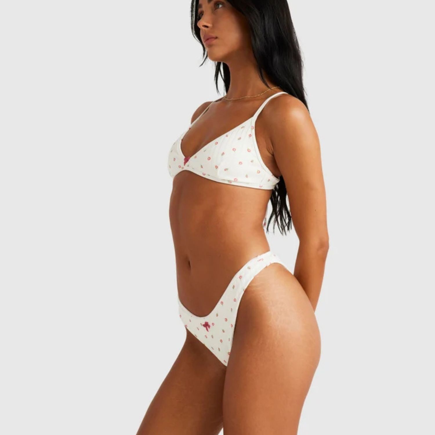 RVCA LADIES ROSE BUD MEDIUM FRENCH SWIM PANT - WHISPER WHITE