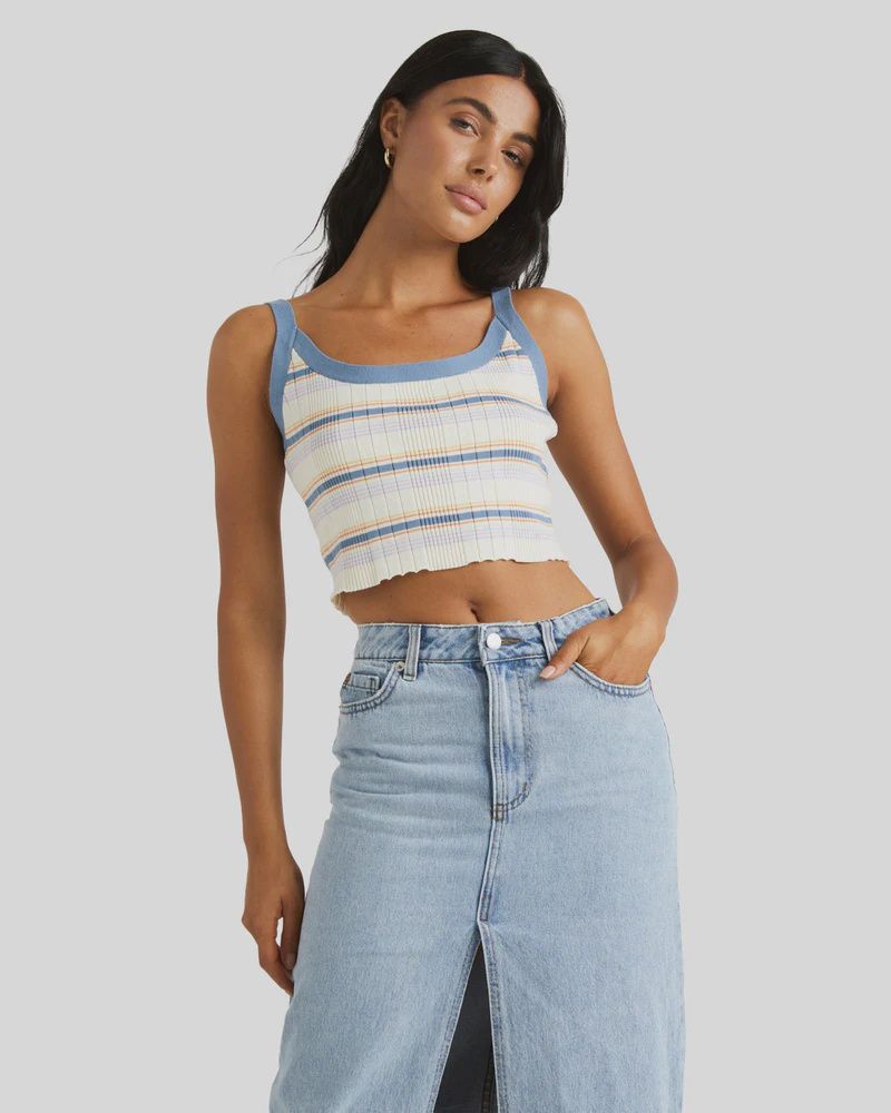 RVCA LADIES JENNY SWEATER TANK - CORONET BLUE