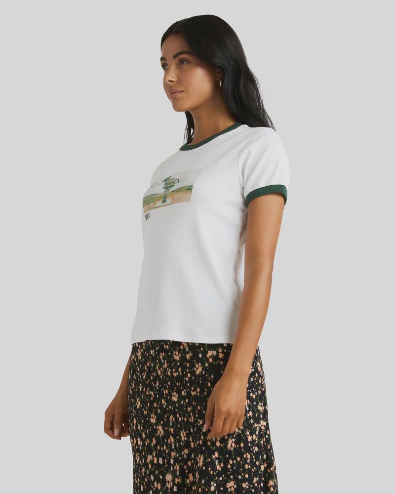 RVCA LADIES ROSWELL SHRUNKEN S/S TEE - WHITE