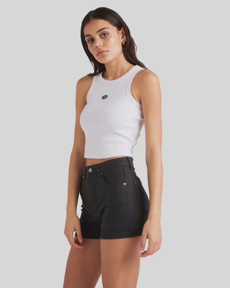 RVCA LADIES SHOW UP DENIM SHORT - WASHED BLACK