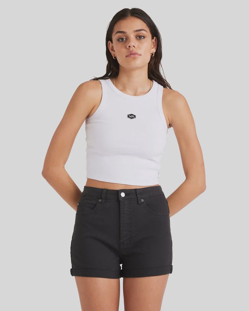 RVCA LADIES SHOW UP DENIM SHORT - WASHED BLACK