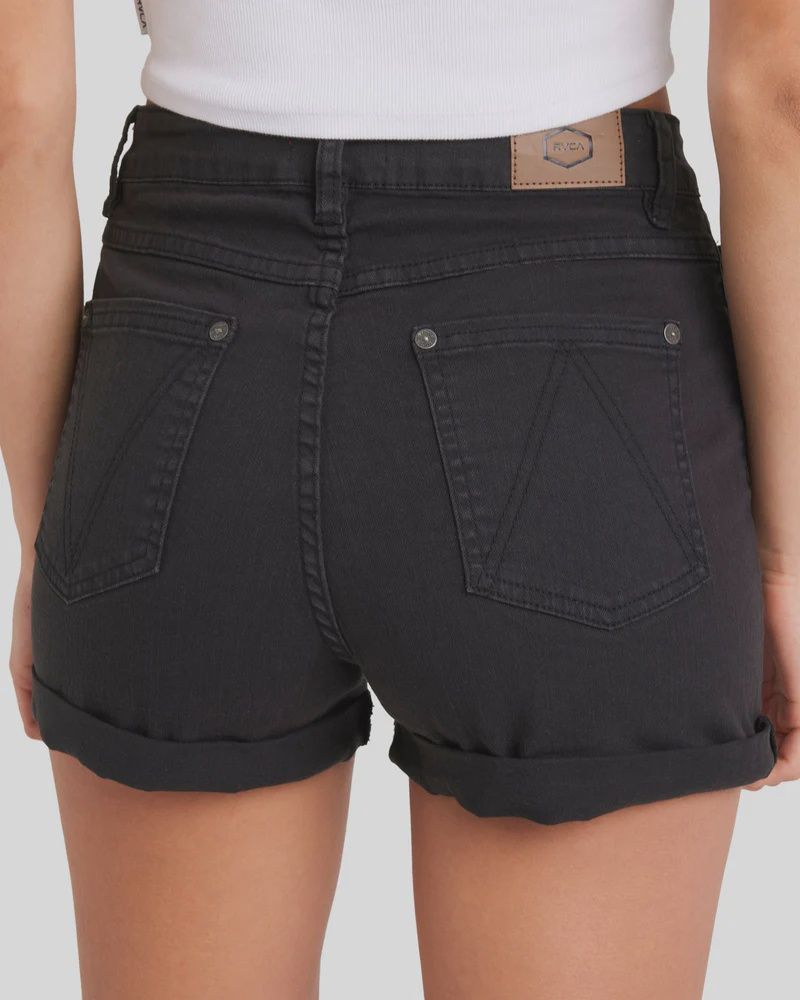 RVCA LADIES SHOW UP DENIM SHORT - WASHED BLACK