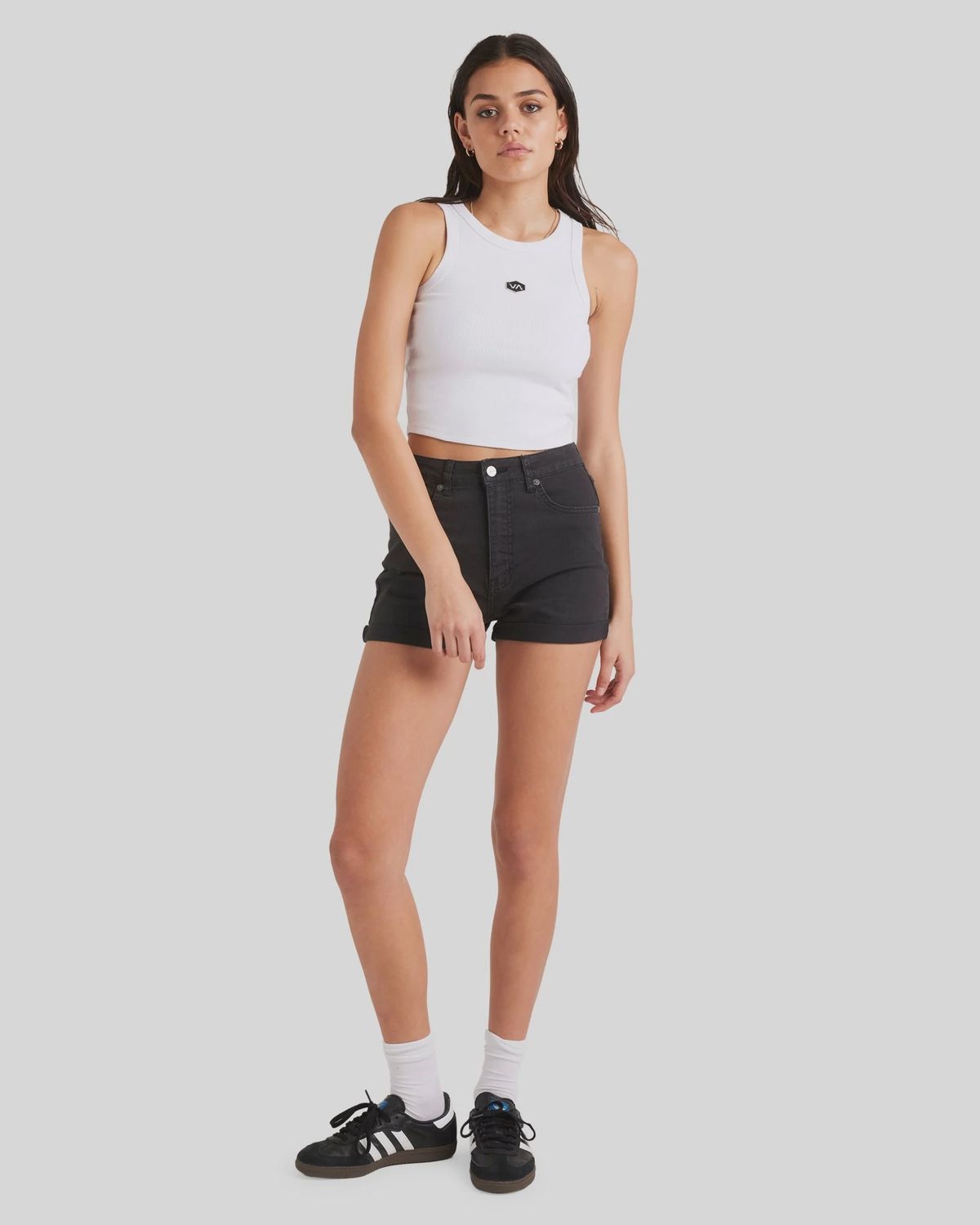 RVCA LADIES SHOW UP DENIM SHORT - WASHED BLACK