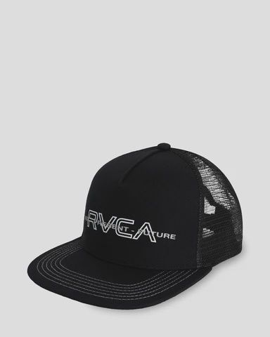 RVCA MENS RVCA INLINE TRUCKER CAP - PIRATE BLACK