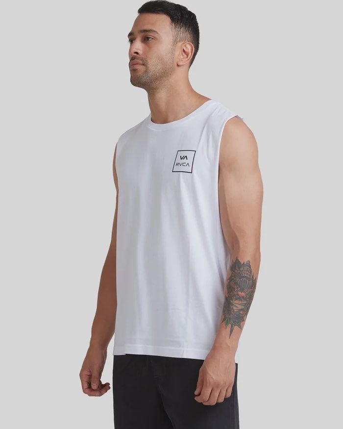 RVCA MENS VA ALL THE WAYS MUSCLE  - WHITE