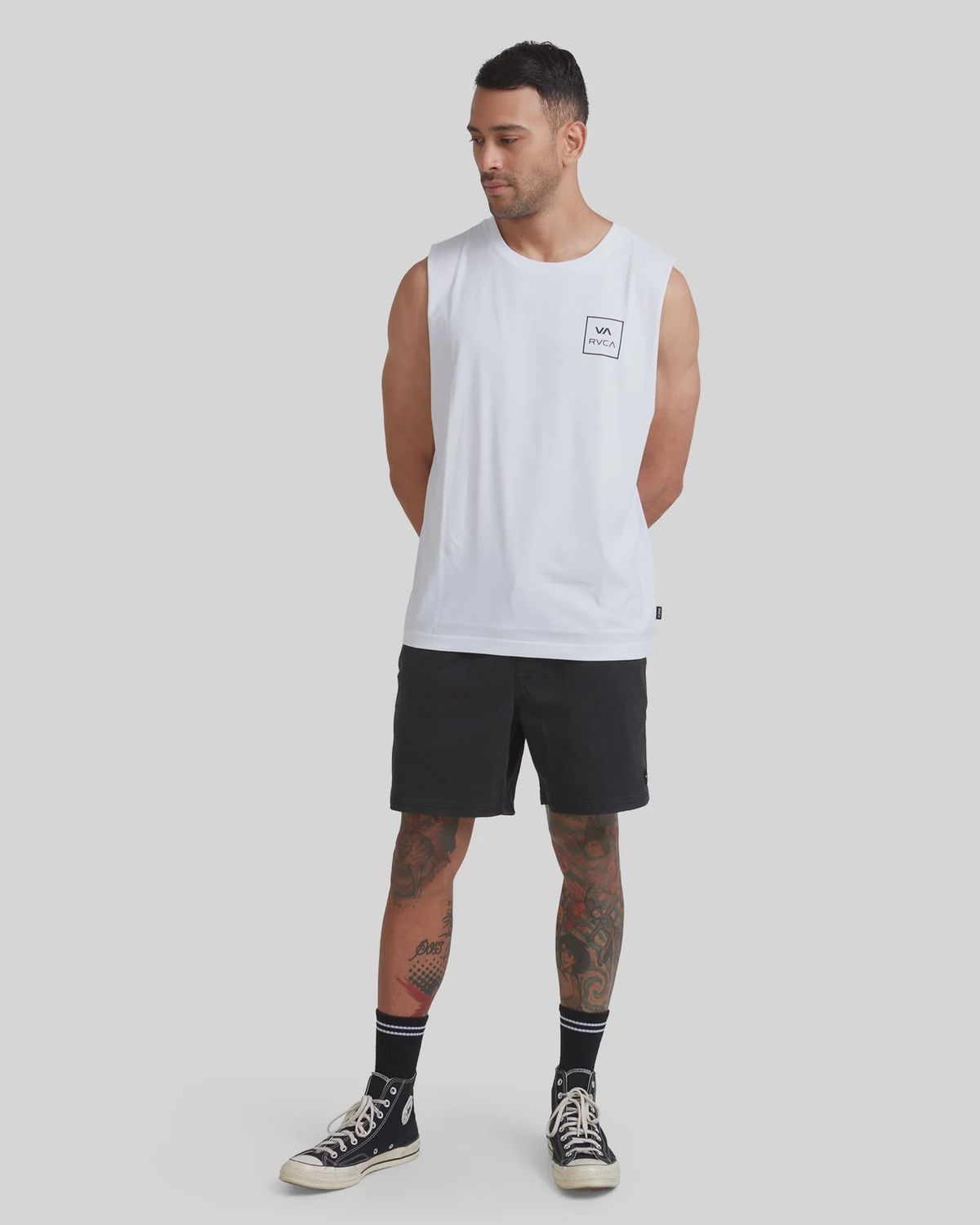 RVCA MENS VA ALL THE WAYS MUSCLE  - WHITE
