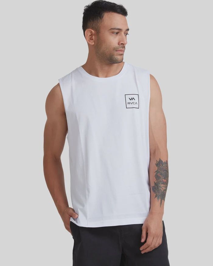 RVCA MENS VA ALL THE WAYS MUSCLE  - WHITE