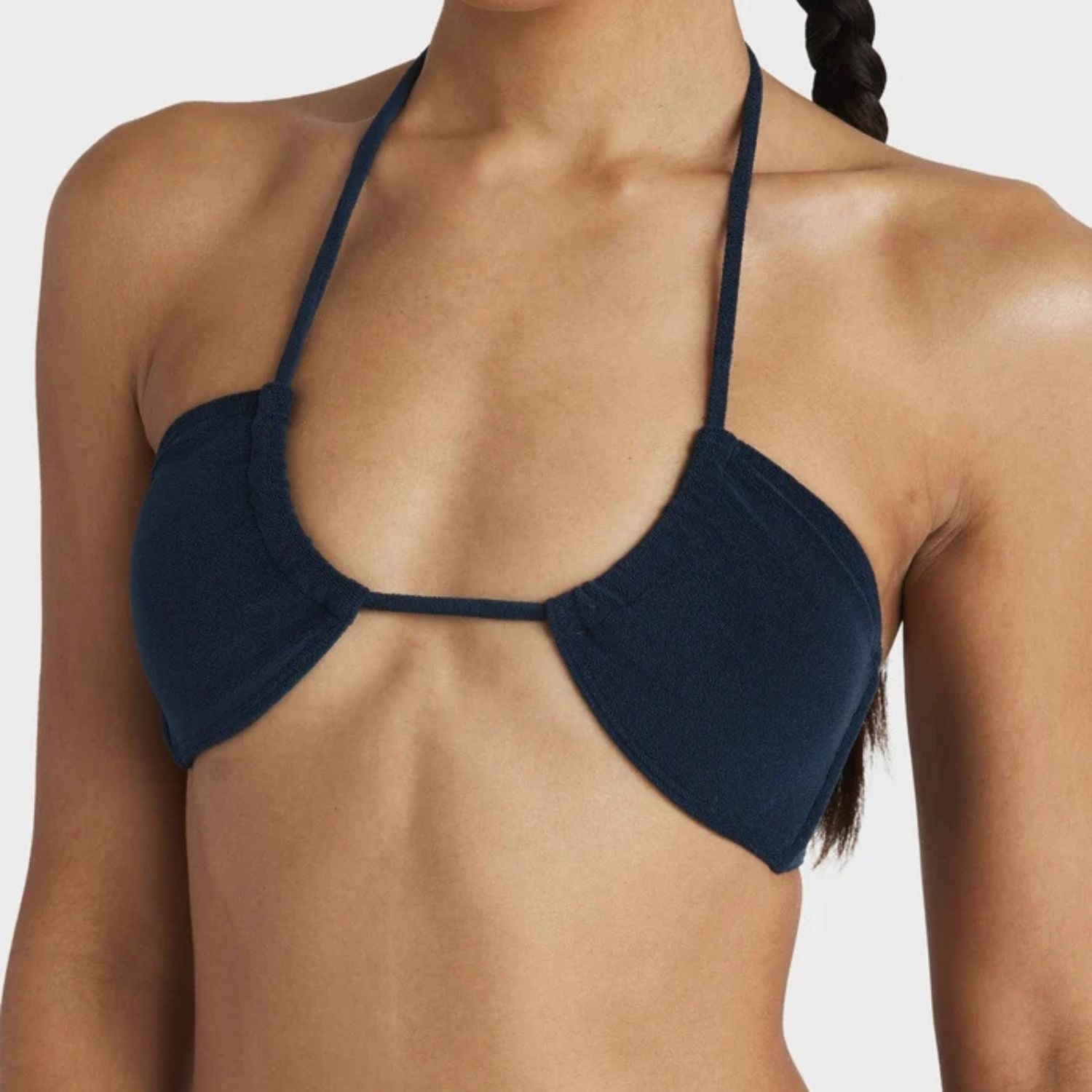 RVCA LADIES TEZZY SOLID SWIM HALTER TOP - NAVY MARINE