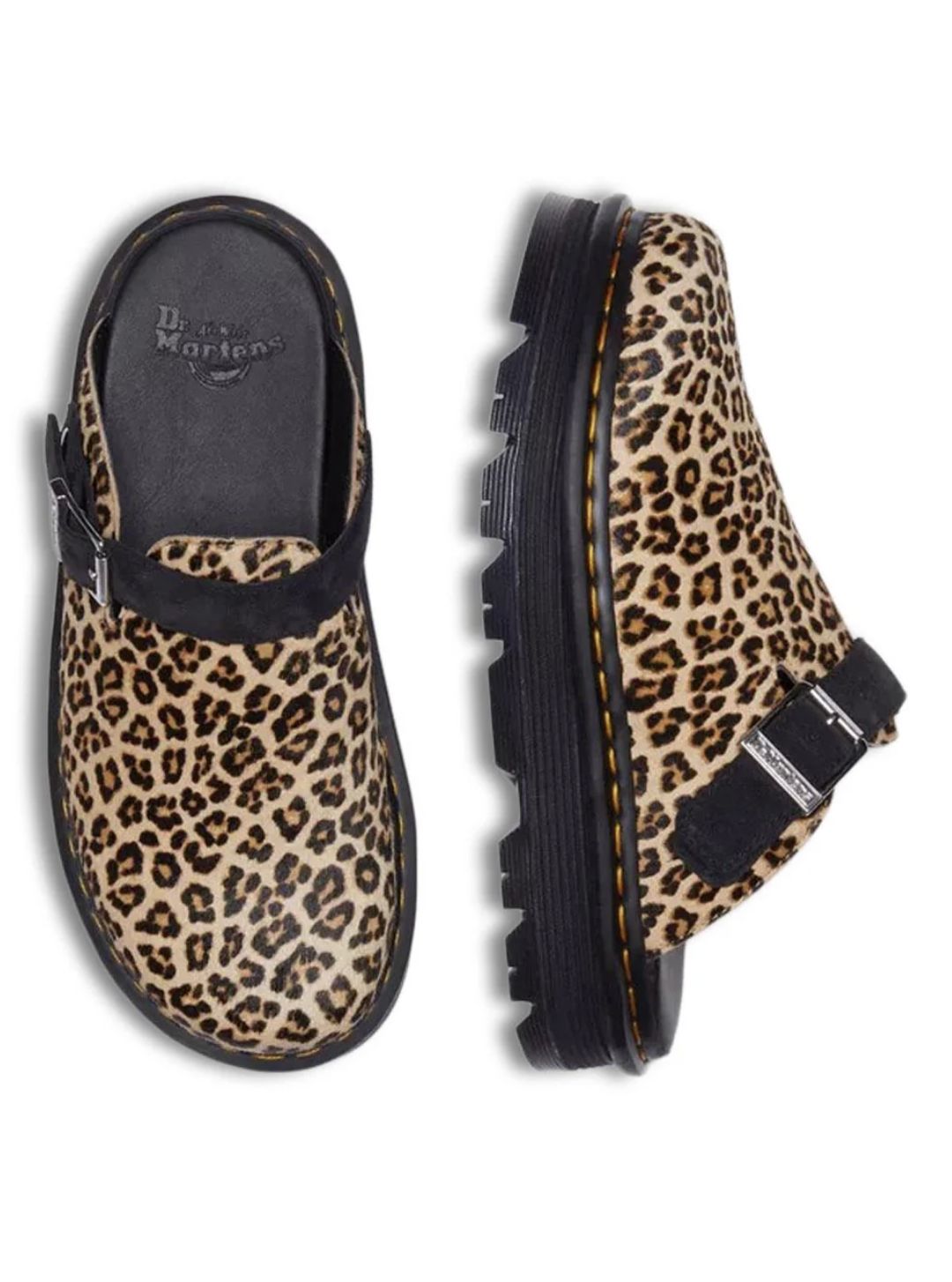 DR MARTENS ZEBZAG MULE- MINI LEOPARD SPOT HAIR ON &amp; BLACK EH SUEDE