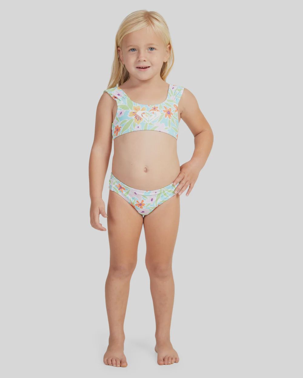 ROXY TODDLER GIRLS HAWAIIAN SPIRIT BRALETTE SWIM SET - ARUBA BLUE HAWAIIAN SPIRIT