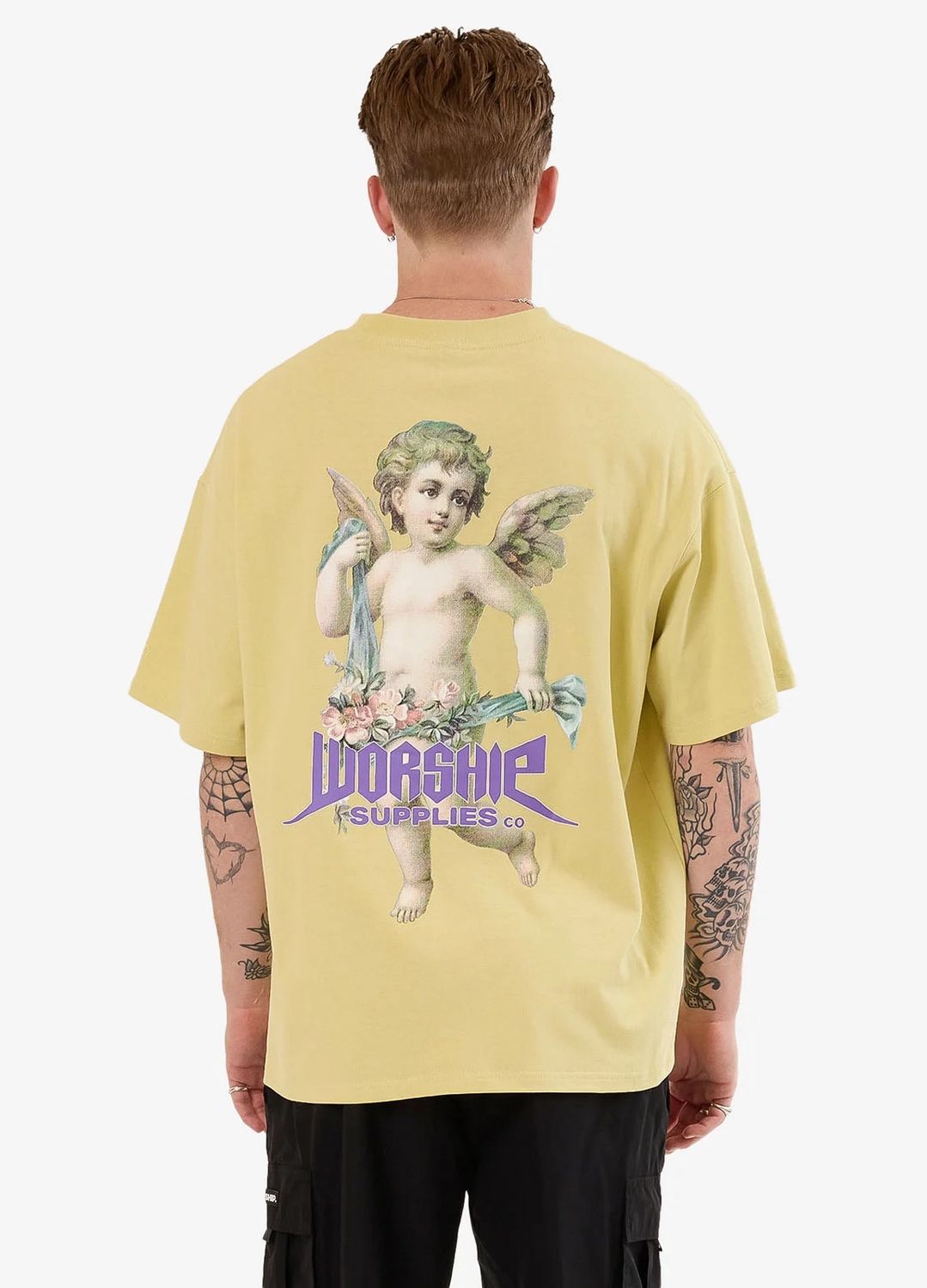 WORSHIP MENS ECHO OVERSIZE SS TEE - STICKY YELLOW
