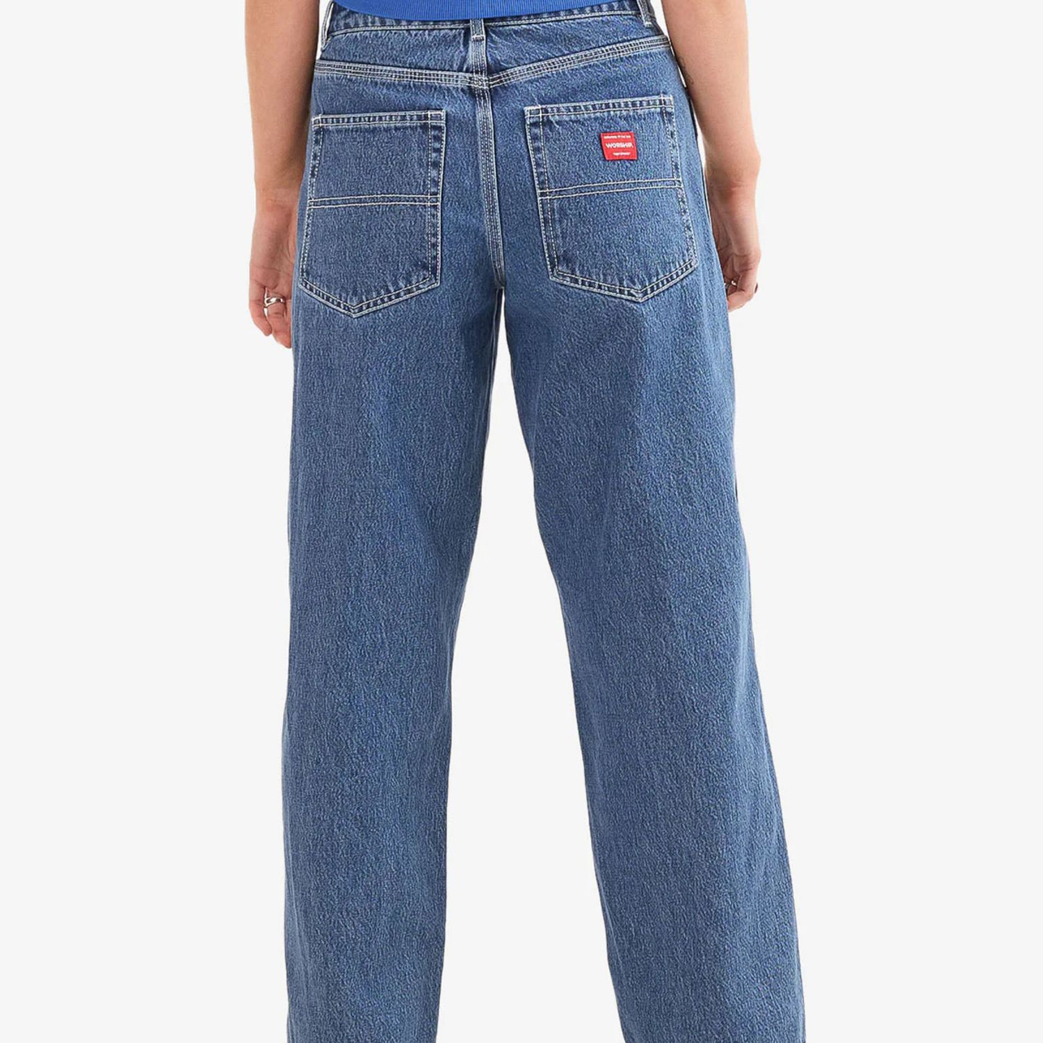 WORSHIP WOMENS SLOUCHER JEAN - STEADY MID BLUE
