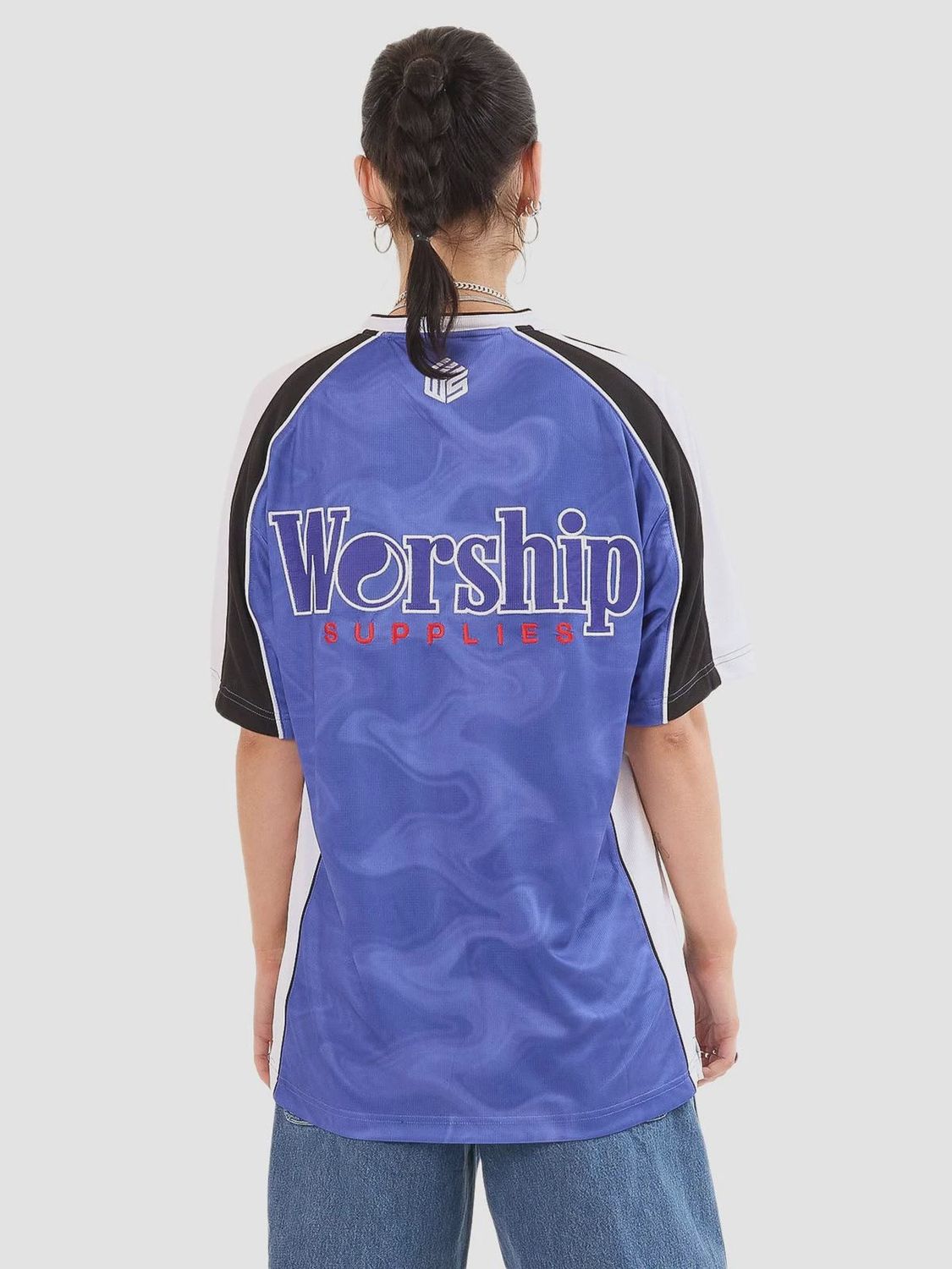 WORSHIP WOMENS SMOKO V NECK FOOTBALL JERSEY - COBALT