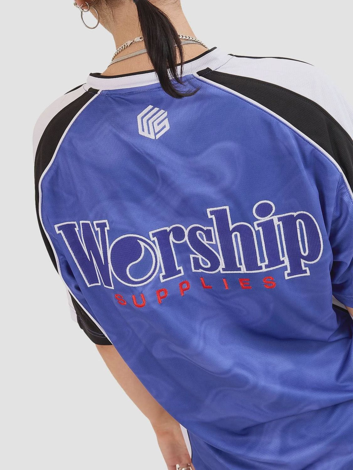 WORSHIP WOMENS SMOKO V NECK FOOTBALL JERSEY - COBALT