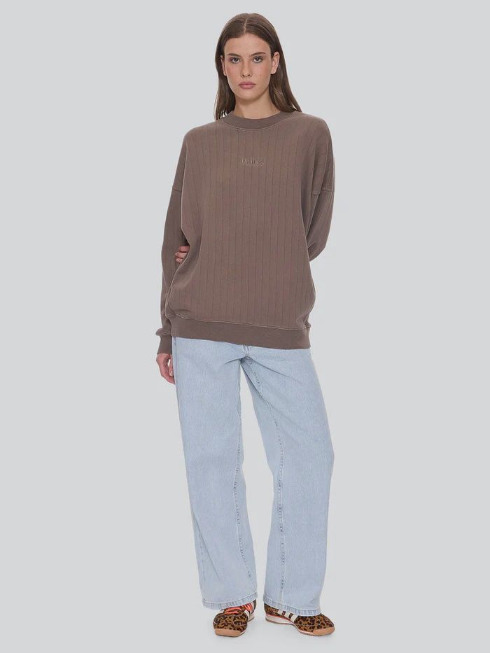 THRILLS WOMENS WORKWEAR RIB COCOON PANEL CREW - FALCON