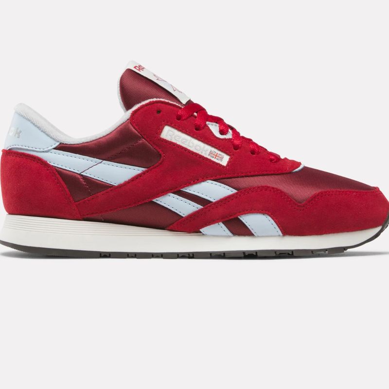 REEBOK MENS CLASSIC NYLON SHOE - BURGUNDY / FLASH RED / GLASS BLUE