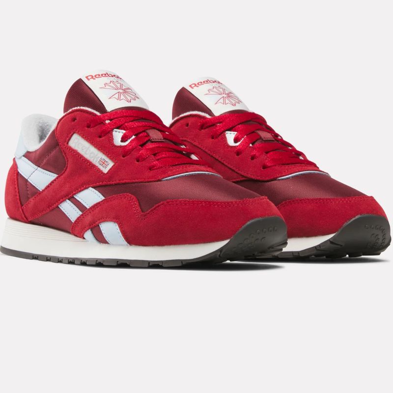 REEBOK MENS CLASSIC NYLON SHOE - BURGUNDY / FLASH RED / GLASS BLUE