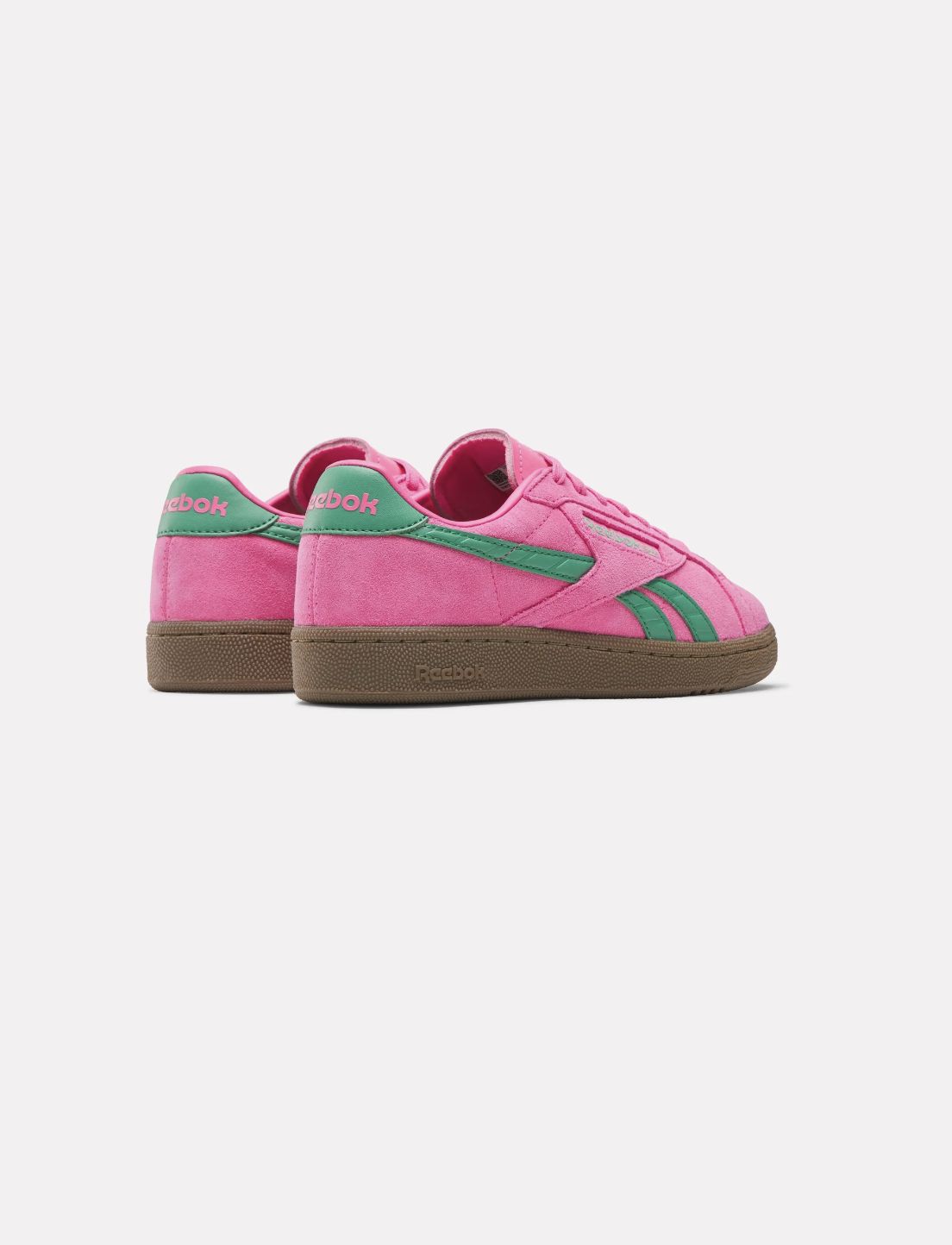 REEBOK WOMENS CLUB C GROUNDS UK SHOE - ATOMIC PINK / UPGRADE GREEN / GUM