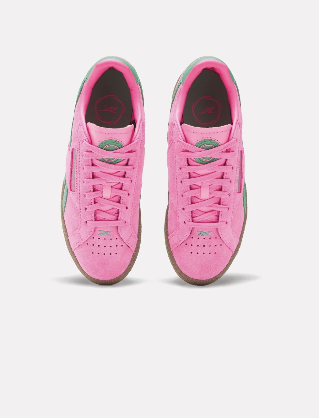 REEBOK WOMENS CLUB C GROUNDS UK SHOE - ATOMIC PINK / UPGRADE GREEN / GUM