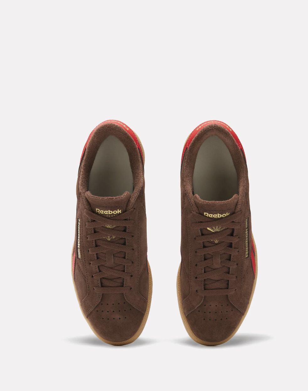 REEBOK UNISEX CLUB C GROUNDS UK SHOE  - CAMPUS BROWN / VECTOR RED / GUM