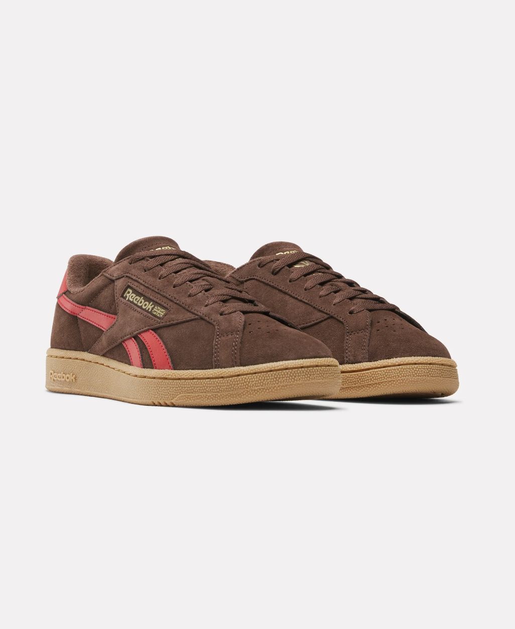 REEBOK UNISEX CLUB C GROUNDS UK SHOE  - CAMPUS BROWN / VECTOR RED / GUM