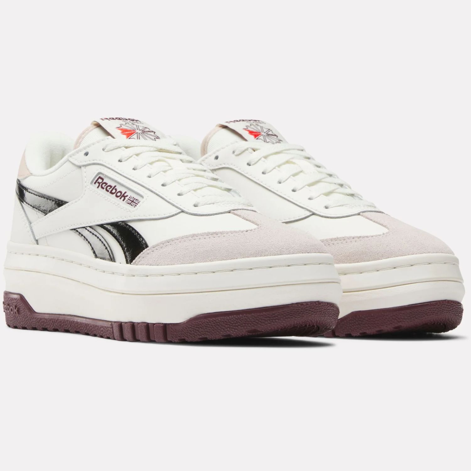 REEBOK WOMENS CAMPIO EXTRA SHOE - CHALK /LUXE GREY / BLACK CHERRY