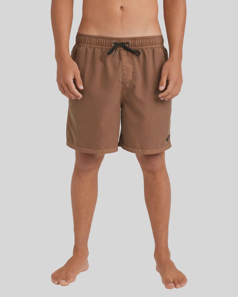 BILLABONG MENS ALL DAY OVERDYED LAYBACK SHORTS - TOBACCO