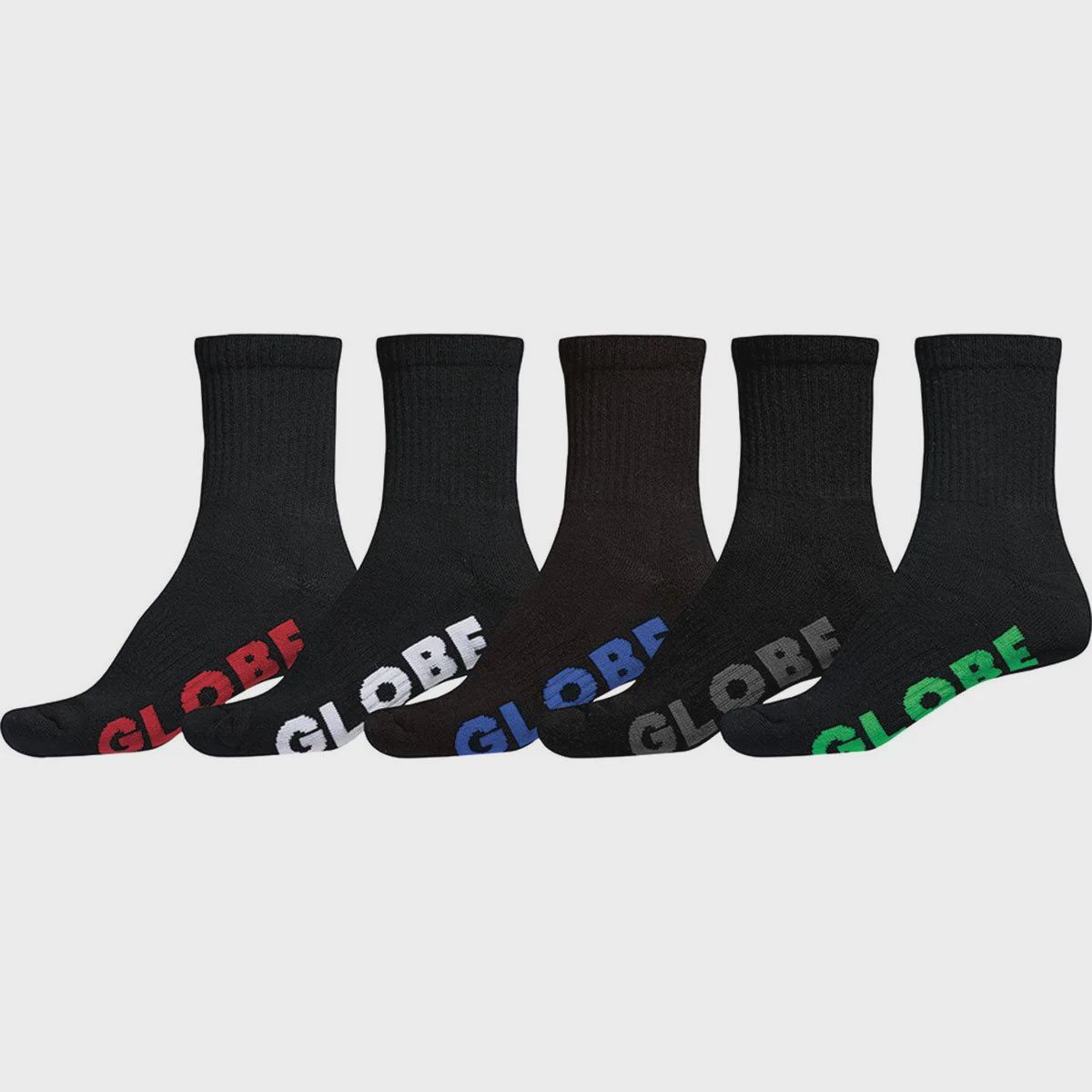 GLOBE MENS 7-11 STEALTH CREW SOCK 5 PACK - BLACK