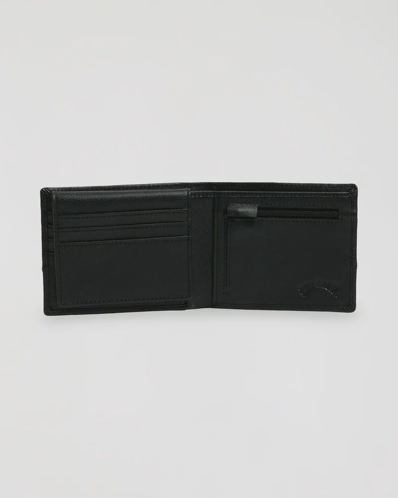 BILLABONG MENS DIMENSION 2IN1 LEATHER WALLET - BLACK