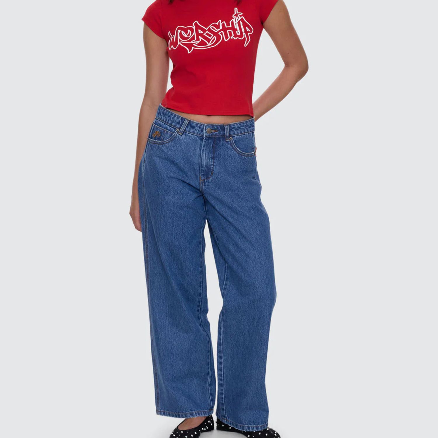WORSHIP WOMENS WORSHIP SLOUCHER JEAN - SKY HIGH BLUE