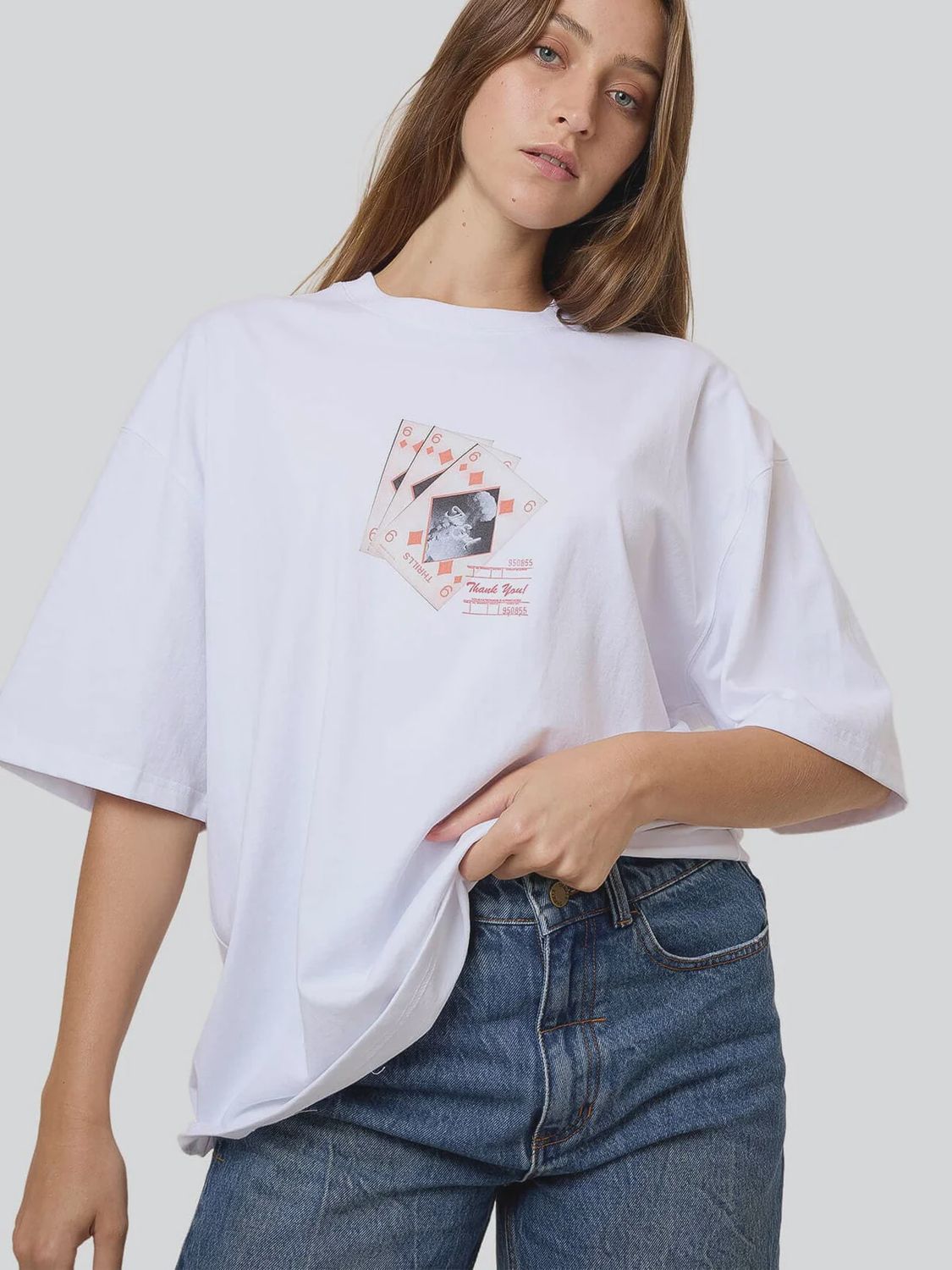 THRILLS WOMENS APPRECIATION OVERSIZED S/S TEE - WHITE