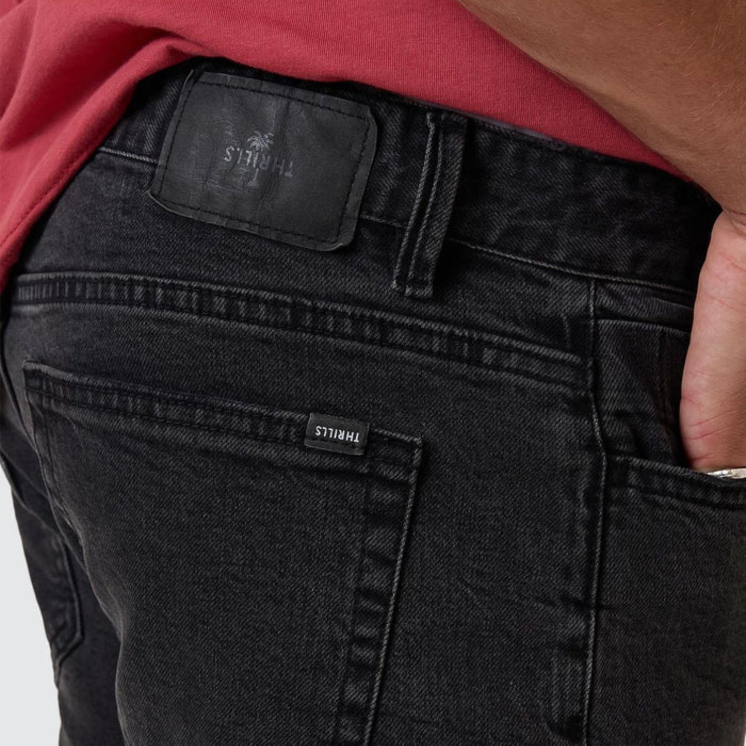 THRILLS MENS BONES DENIM SHORT - ASH BLACK