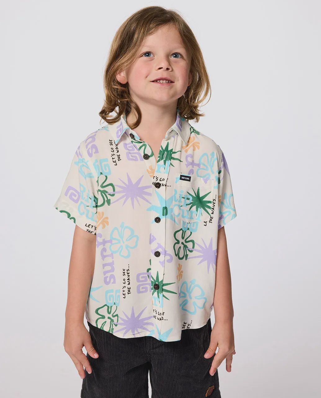 RIP CURL BOYS WAVE DAYZ SS SHIRT  -  BONE