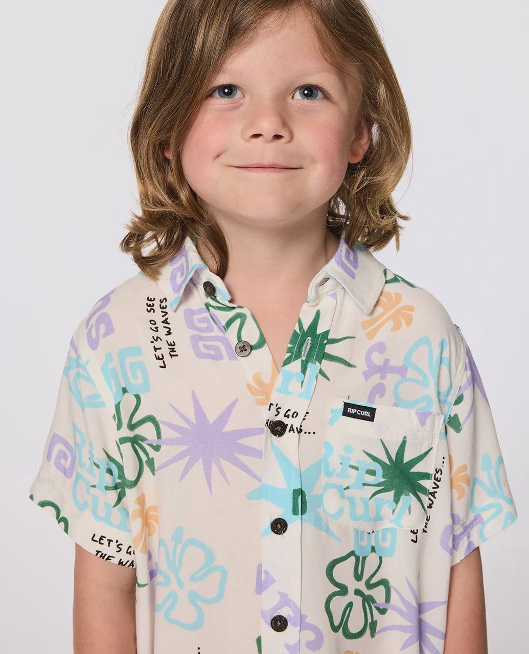 RIP CURL BOYS WAVE DAYZ SS SHIRT  -  BONE