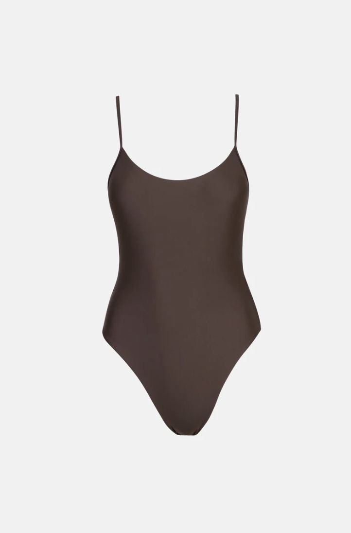 RHYTHM WOMENS CLASSIC MINIMAL ONE PIECE SWIMSUIT - CHOCOLATE