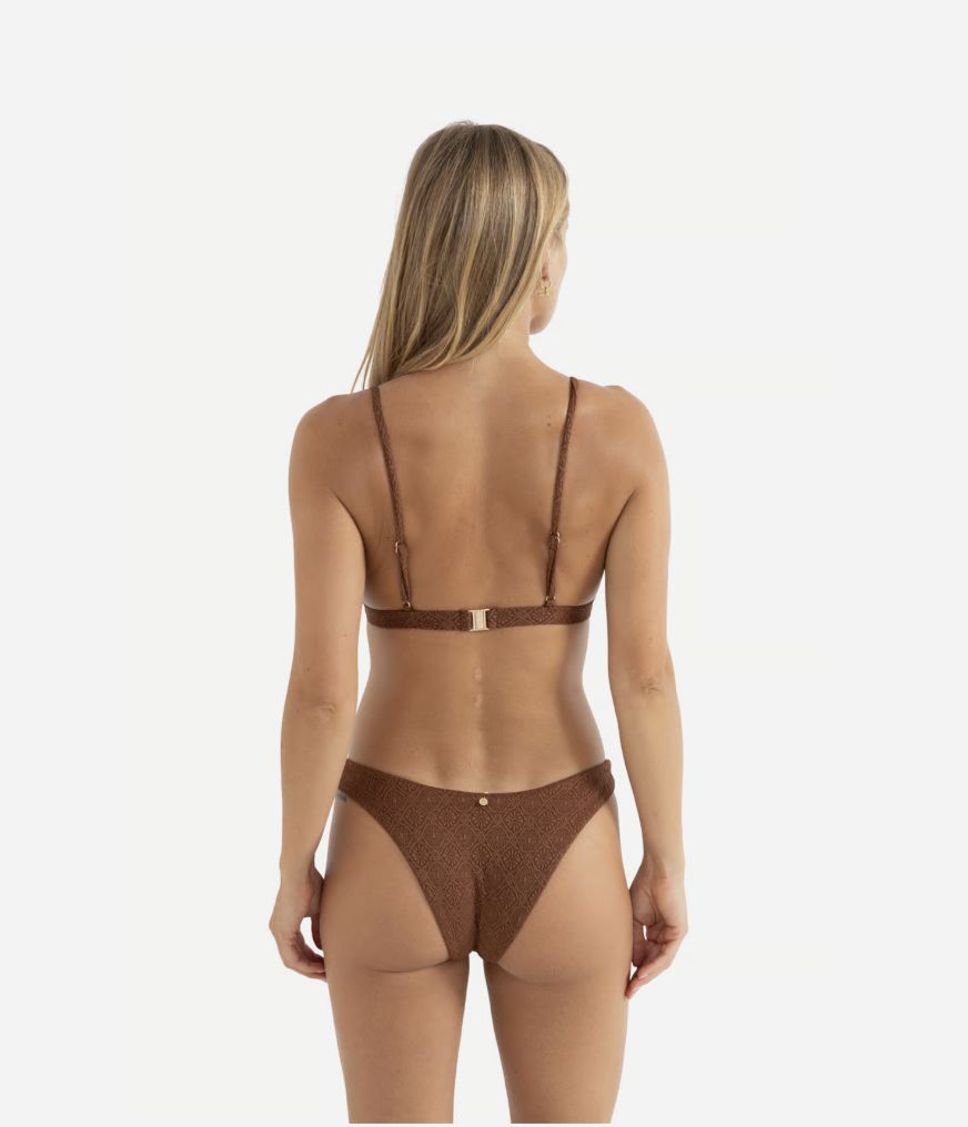 RHYTHM WOMENS SUNSET HI CUT BIKINI PANT - CHOCOLATE