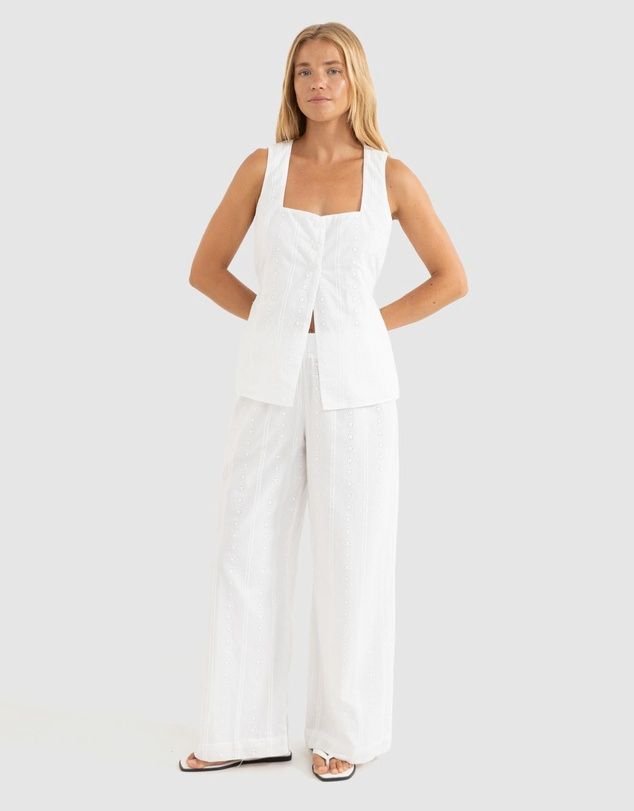 RHYTHM WOMENS NIKO LONG VEST - WHITE