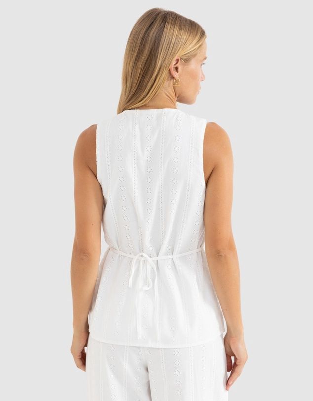 RHYTHM WOMENS NIKO LONG VEST - WHITE