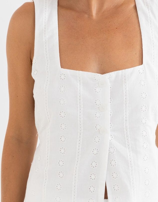 RHYTHM WOMENS NIKO LONG VEST - WHITE