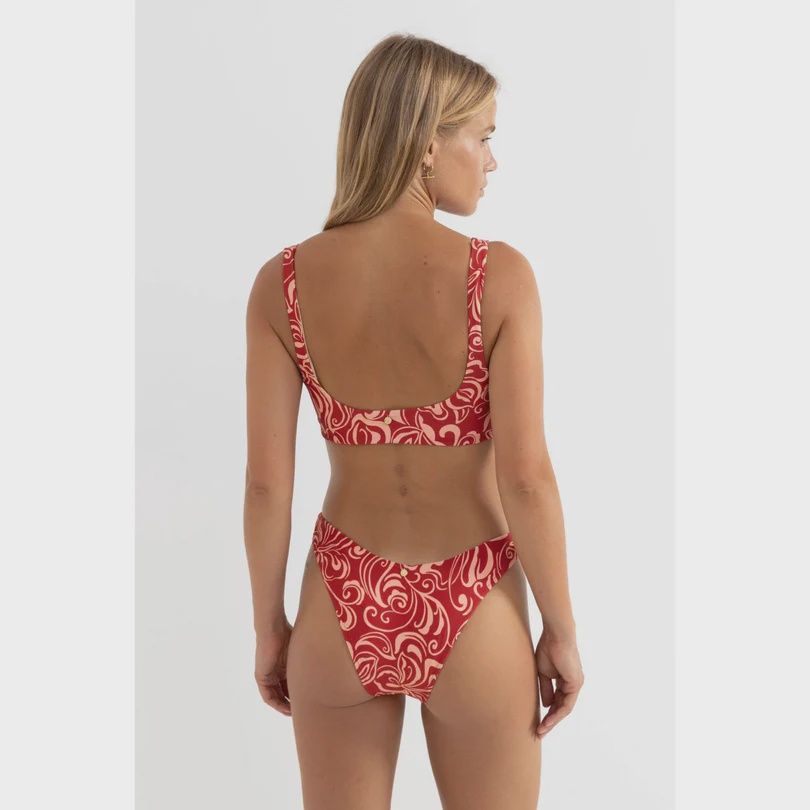 RHYTHM WOMENS KAI FLORAL TWIST FRONT BIKINI TOP - PINK