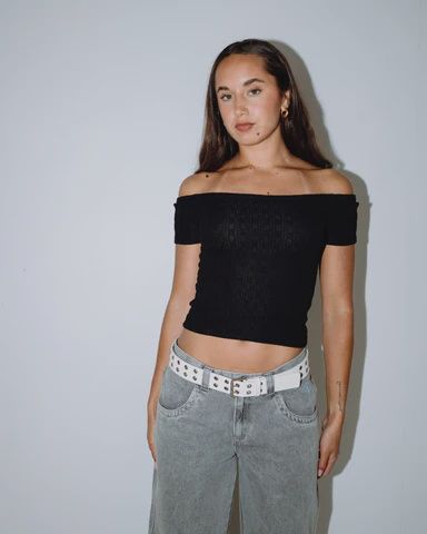 RUSTY WOMENS XOXO EYELET BELT - OFF WHITE