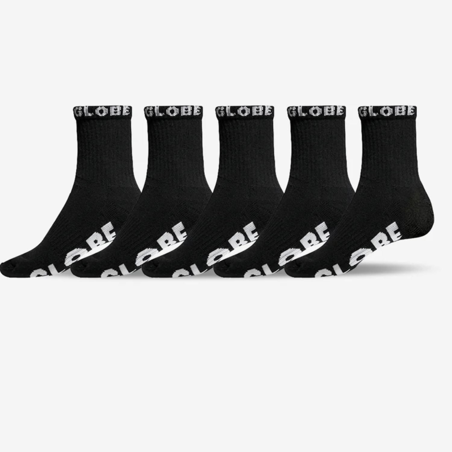 GLOBE MENS BLACKOUT QUARTER SOCK 5 PACK - BLACK