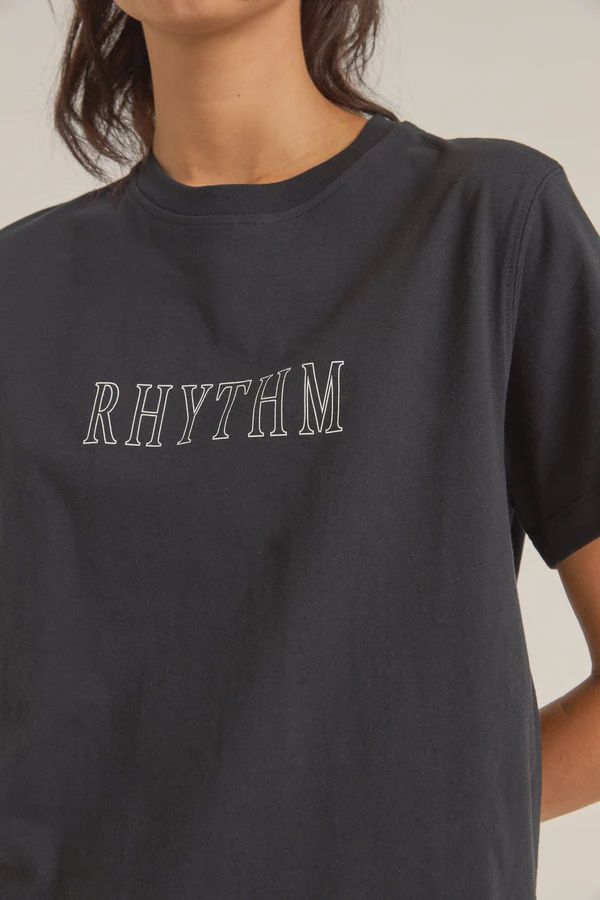 RHYTHM WOMENS FLAGSHIP BOYFRIEND SS TEE - BLACK