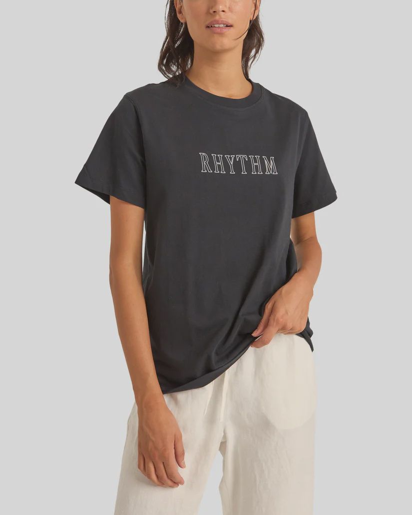 RHYTHM WOMENS FLAGSHIP BOYFRIEND SS TEE - BLACK