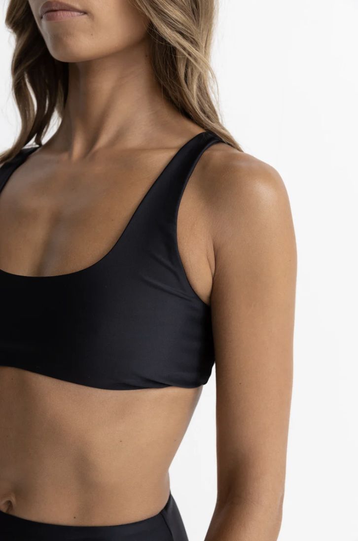 RHYTHM WOMENS CLASSIC CROP BIKINI TOP - BLACK