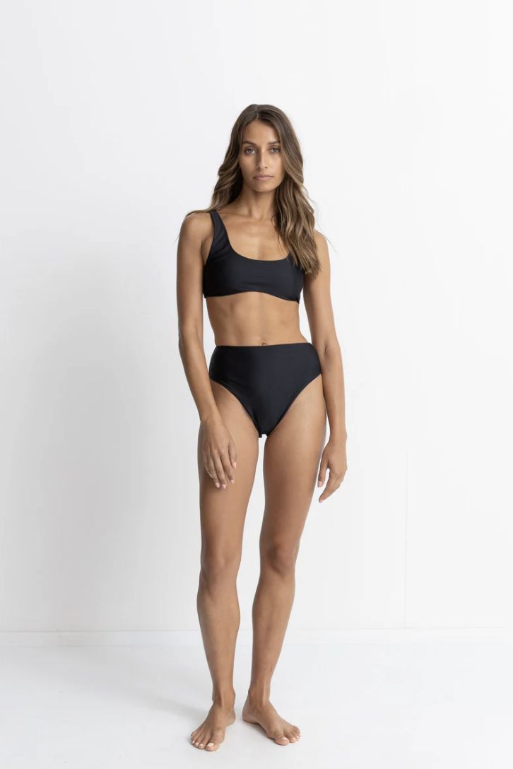 RHYTHM WOMENS CLASSIC CROP BIKINI TOP - BLACK