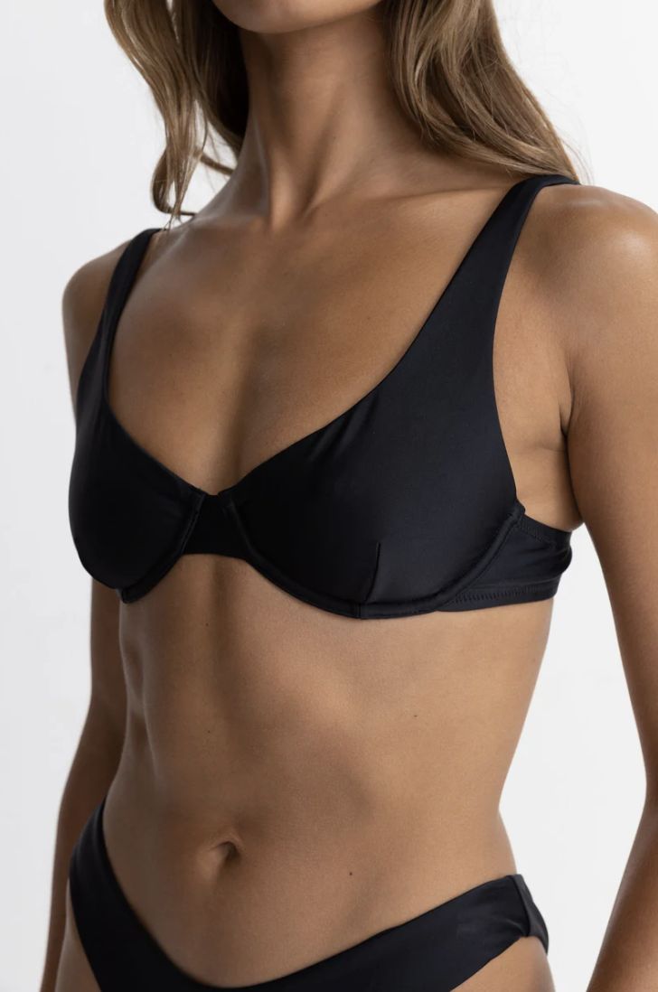 RHYTHM WOMENS CLASSIC UNDERWIRE BIKINI TOP - BLACK