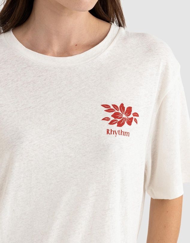 RHYTHM WOMENS LEILANI OVERSIZED SS TEE - VINTAGE WHITE